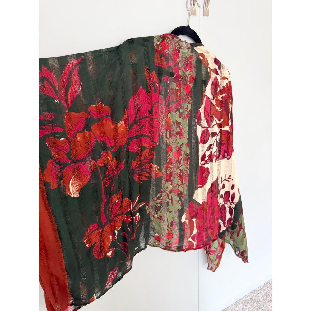 ELIZABETH GILLETT x ANTHROPOLOGIE One Size Colorful Red Green Kimono Coverup Top - Picture 4 of 6
